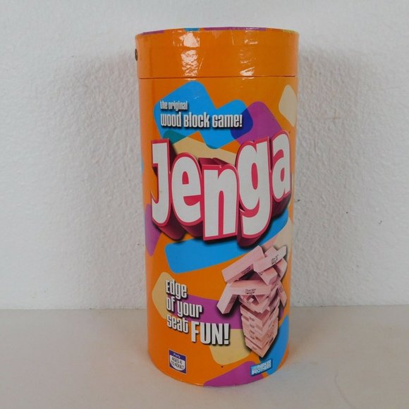 Jenga Original Wood Block Game Parker Brothers 2006 Orange Tube Family Game FLAW - Picture 1 of 8
